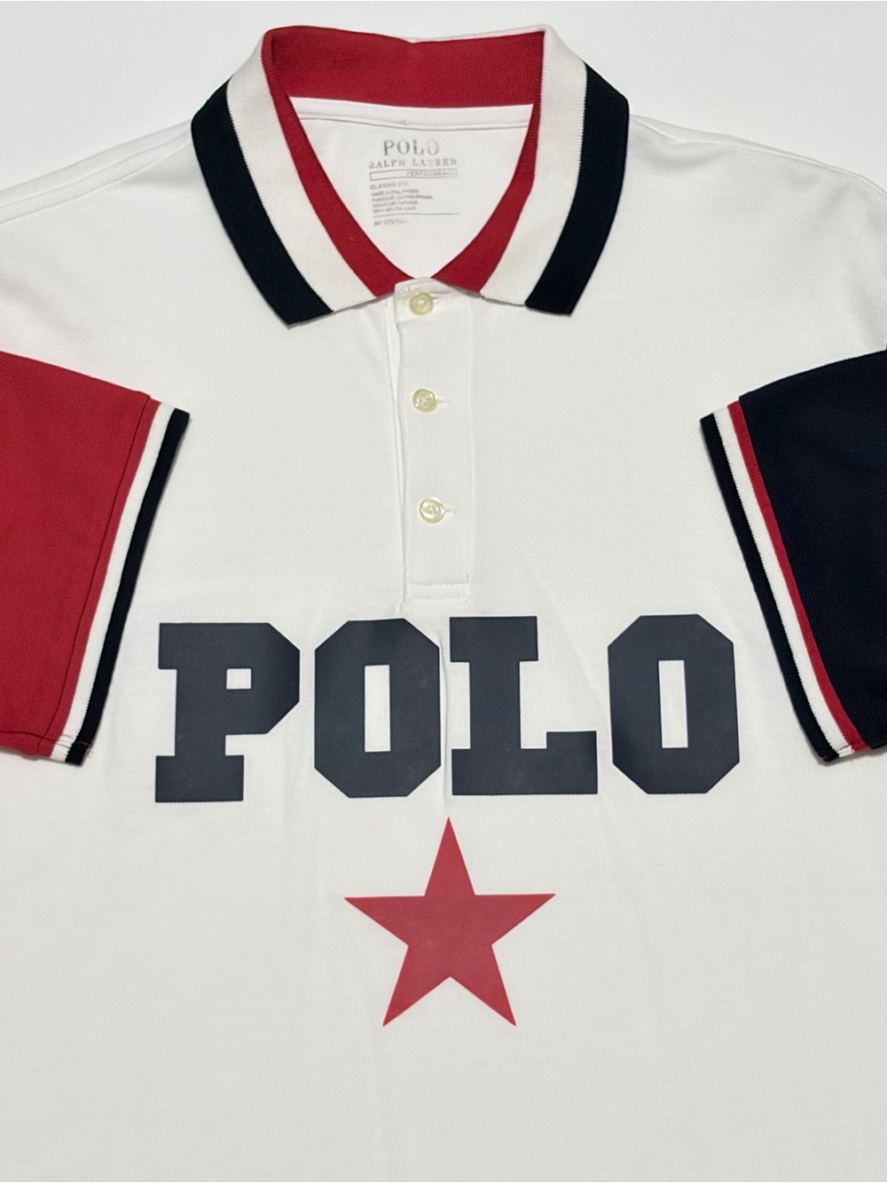 Polo Ralph Lauren Americana Mesh Polo Shirt Classic Fit Colorblock Star Mens M‎